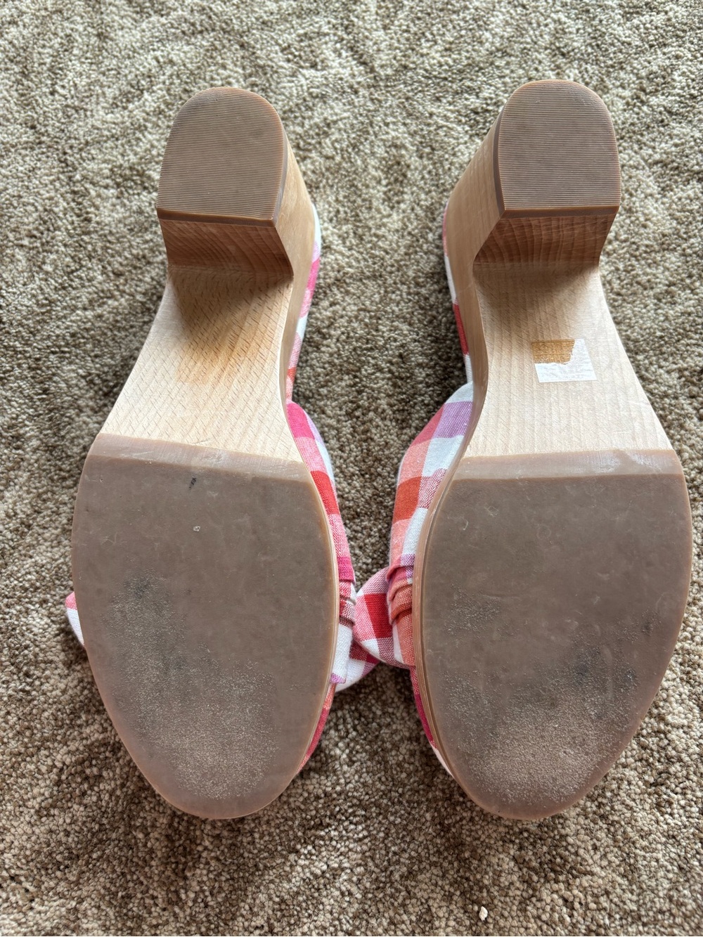 J. Crew Pink & Coral Gingham Knot Mules - Picture 10 of 10